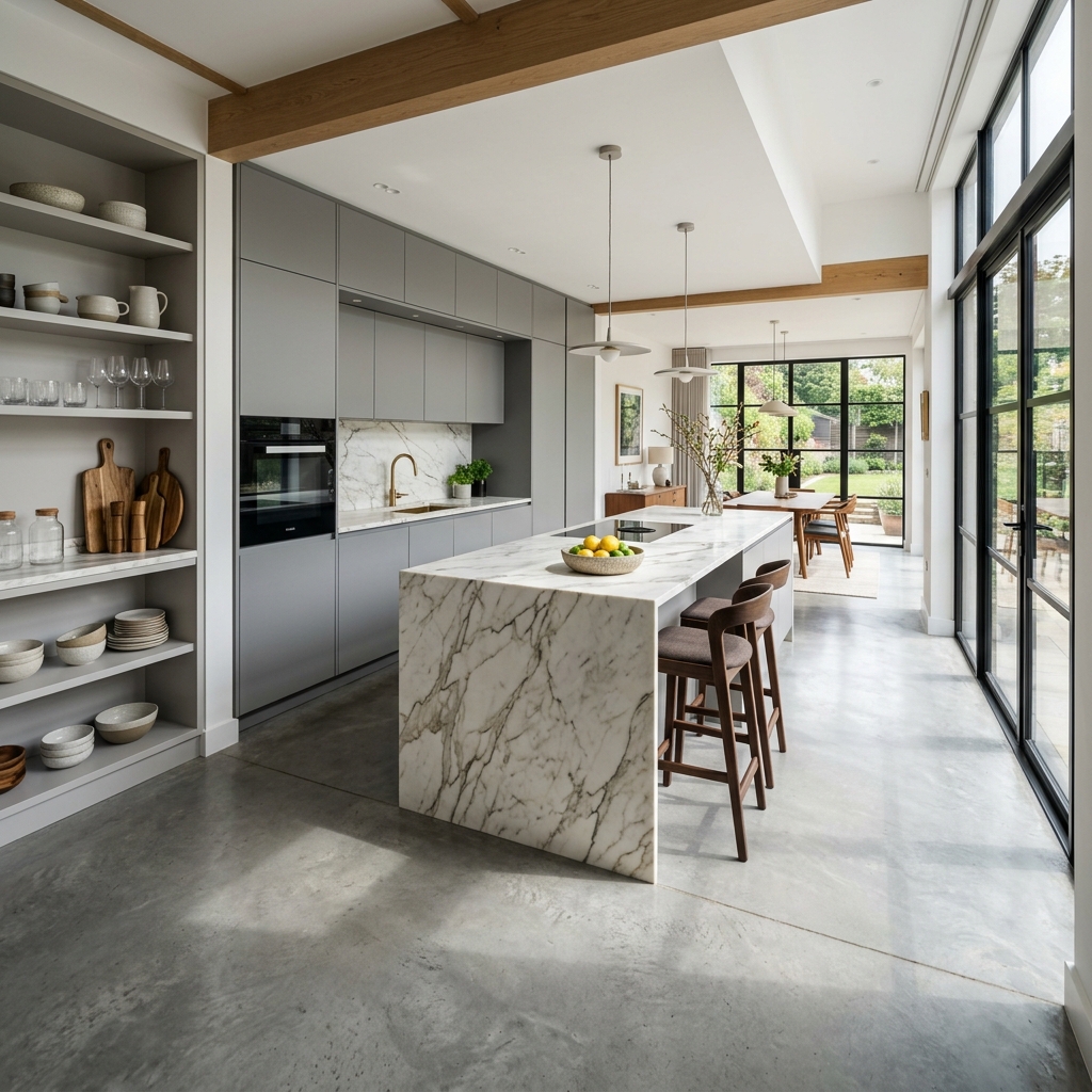 Kitchen with stone surfaces